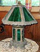 Green Slag Embossed Metal Desk Lamp