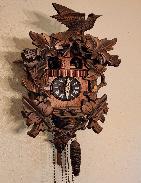 German Carved Walnut Coco Clock