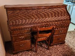 Stained Pine 64 Roll Top Desk