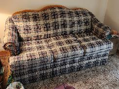 Schweiger Plaid & Oak Sofa & Love Seat