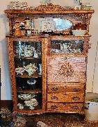 Antique Ornate Secretary China Cabinet