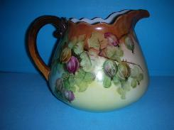 Brown Stoneware Grape Pattern Milk Pitcher