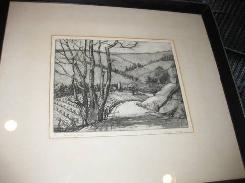 Evelyn Mess Daily 'Winding Road' Etching