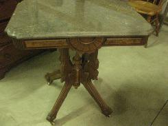  Victorian Walnut Marble Top Parlour Table