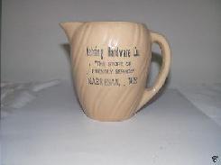 Nehring Hardware Co., Markesan, Wis. Stoneware Pitcher