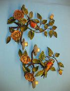  Folk Art Bird & Foliage Candle Holders 