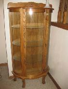 Modern Oak Triple Curved Glass China Closet