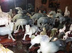 Carved Jade & Oriental Stone Horse Figures