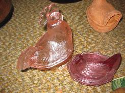 Pink Glass Hens on Nests