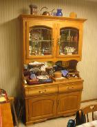  Country Oak Leaded Glass China Hutch