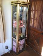 Modern Brushed Metal Glass Lighted Curio