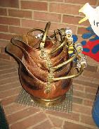 Copper & Brass Graduated Coal Hod Set 