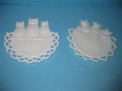 Milk Glass Owl & Kitty Plates