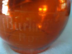 Burlington Route Etched Cranberry Lantern Shade