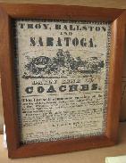1834 Troy, Ballston & Saratoga Coach Line Adv. Poster