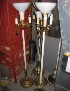 Antique Marble & Cast Metal Floor Lamps
