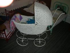Wicker Stroller w/Wire Wheels