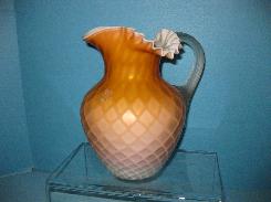 Peach Blow Satin Glass Water Pitcher