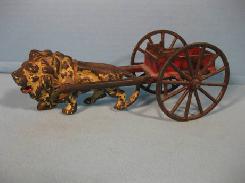 Kenton Cast Iron Lion & Cart Toy 