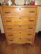Oak 5 Drawer Chest