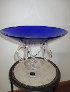 Makora Polish Crystal Cobalt & Clear Center Bowl 