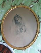 'Mother & Child' 1899 Oval Litho