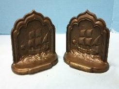 Cast Brass Mayflower Book Ends 