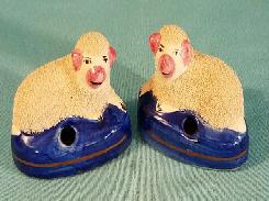 Staffordshire Sheep Flower Frogs 