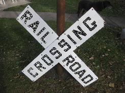 Railroad Crossing Porcelain 'Marbles' Sign