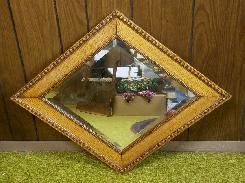 Square Oak Pressed Back Antique Beveled Mirror