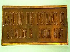 Hartford Fire Insurance Co. Advertising Plaque