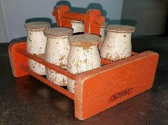Milton Bradley 'Little Milkman' Wood Milk Bottles