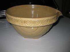 Yellow Ware Stoneware Shoulder Batter Bowl