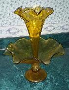 Amber Blown Glass Console Epergee