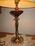 Ruby Cut-to-Clear Czech Brass Table Lamp