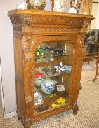   Outstanding Carved Oak Curio Cabinet