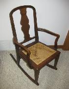 Child's Walnut Cane Seat Rocking  Chair