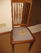 Oak Ladies High Back Side Chair w/ Tapestry Seat