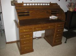     Modern Oak Roll Top Desk