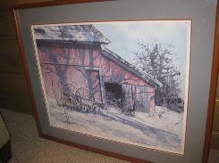 Flow Lake 'Uncle Henry's Barn' Watercolor Framed