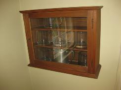 Walnut Shaving Mug Glass Door Display Cabinet