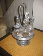 Silver Victorian 5-Bottle Caster Set