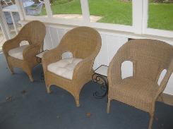 Wicker High Back Chairs (3)