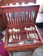 Silver Plated Flatware in Oak Dovetailed Case