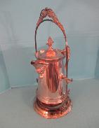 Ornate Silver Tea Pot Carafe on Serving Stand