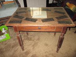 Primtive Table w/ Glass Top Display of Early Confederate Currency