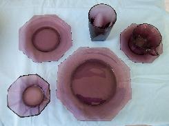 Large Lovely Amethyst Glass Luncheon Set