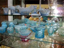 Fenton Blue Opalescent Hobnail Glassware