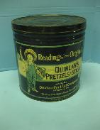 Quinlan's Pretzels & Sticks Tin Litho Can 