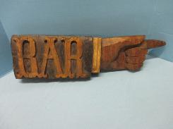Carved Wooden Bar Sign 